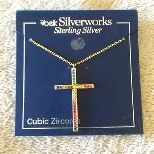 Multi Color CZ Cross Necklace